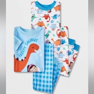 Kids Dinosaur Pajama Set - Blue and White